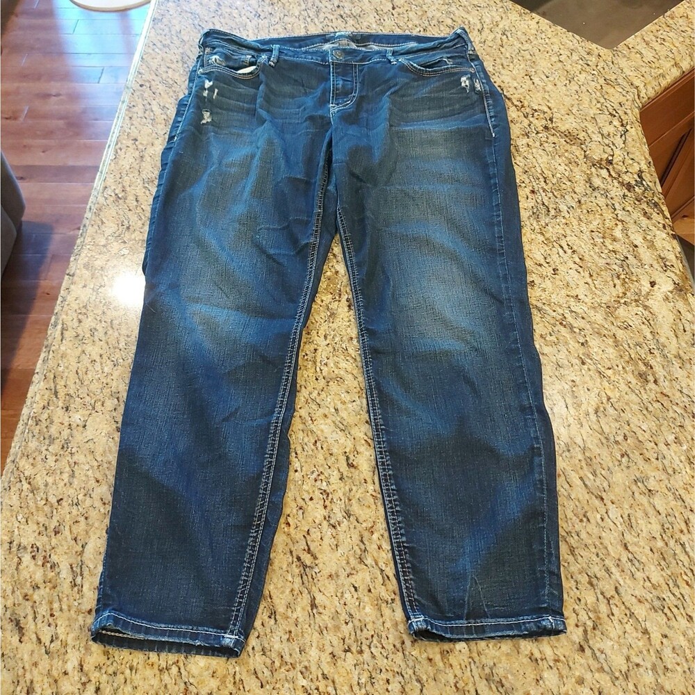 Silver Jeans Avery Ankle Skinny Women's 33x27 Dark Wash Stretch Mid Rise Denim
